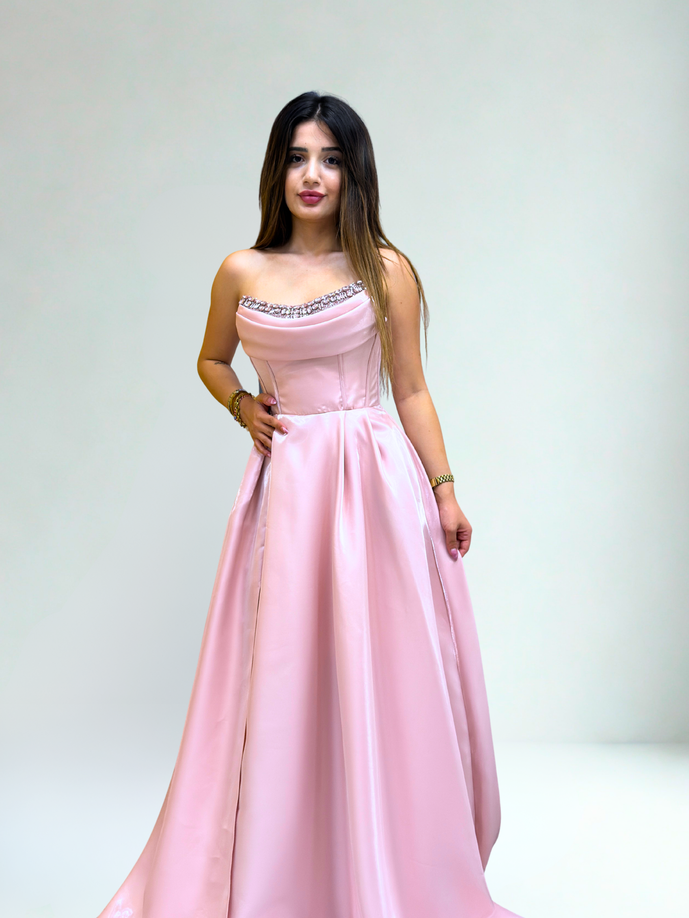 Pink Saten Elbise