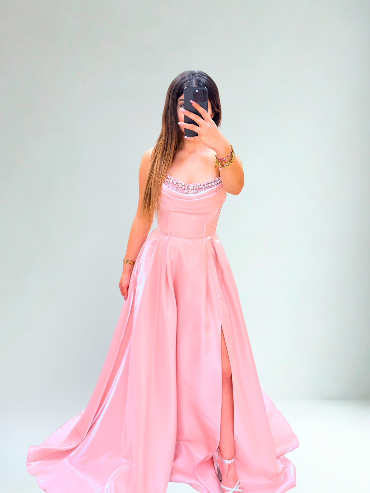 Pink Saten Elbise